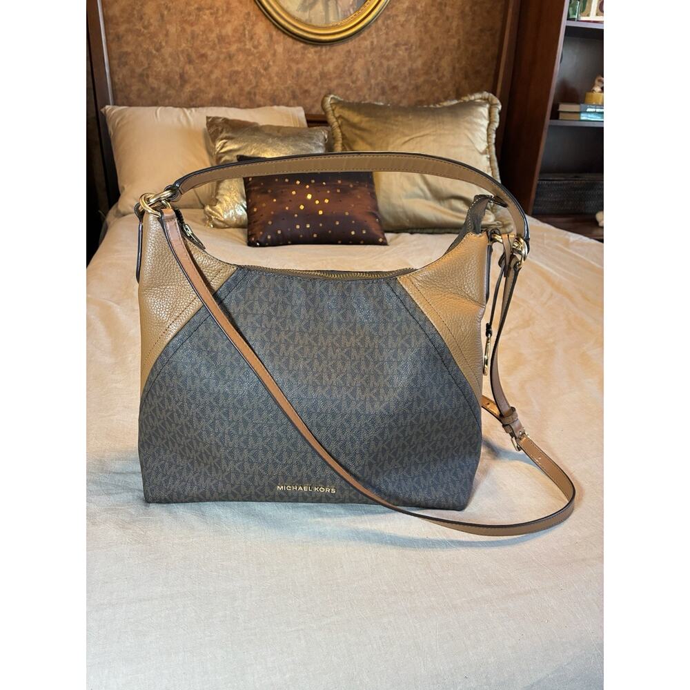 Michael Kors Large Luxury Designer Brown Leather Tote Handbag Women. - Picture 1 of 15